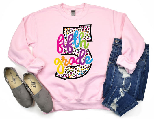 Leopard 5th Grade Sweatshirt - Fifth Grade Teacher Sweatshirt