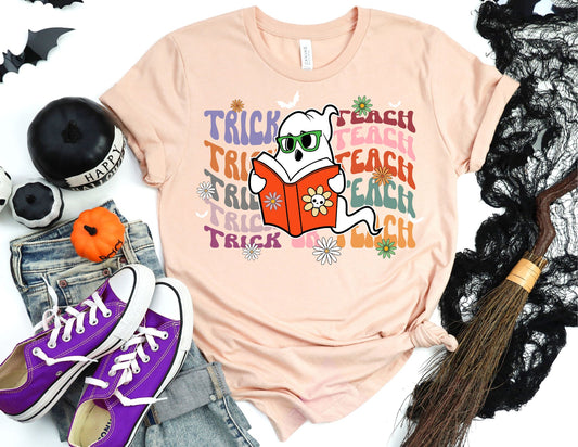 Trick or Teach Ghost Shirt - Halloween Teacher Shirt