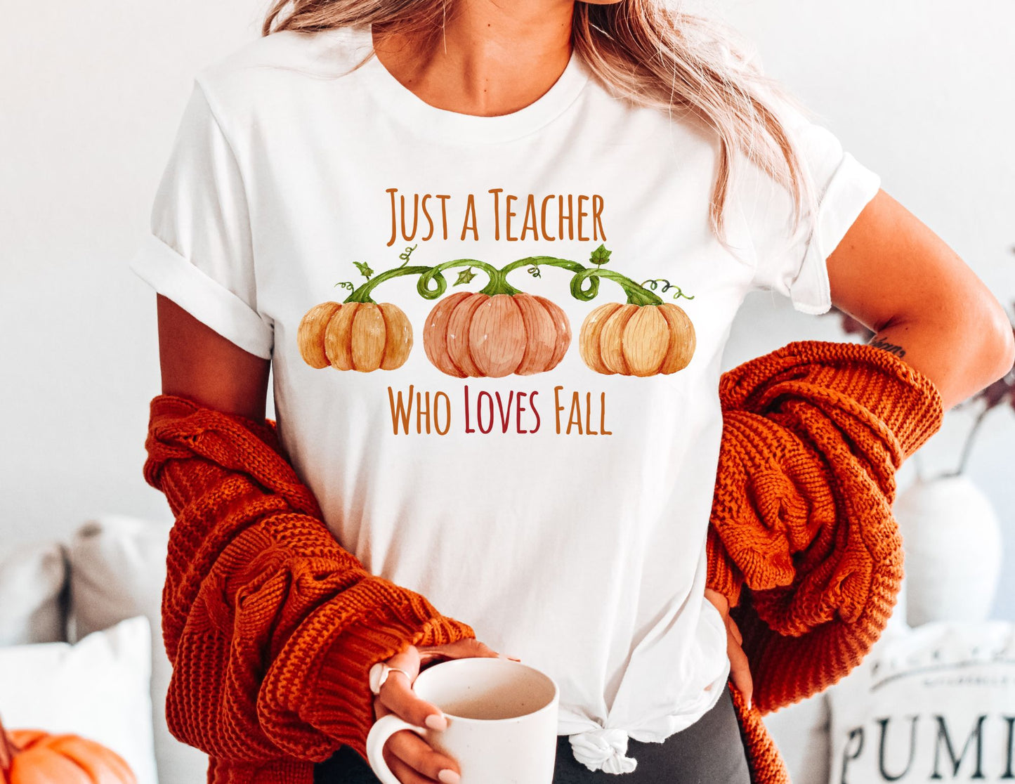 Just a Teacher Who Loves Fall Pumpkins Shirt - Fall Teacher Shirt