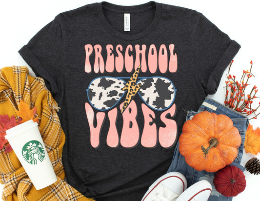 Preschool Vibes Cow Print Shirt - Pre school Teacher Shirt