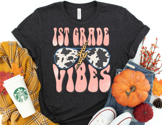 1st Grade Vibes Cow Print Shirt - First Grade Teacher Shirt