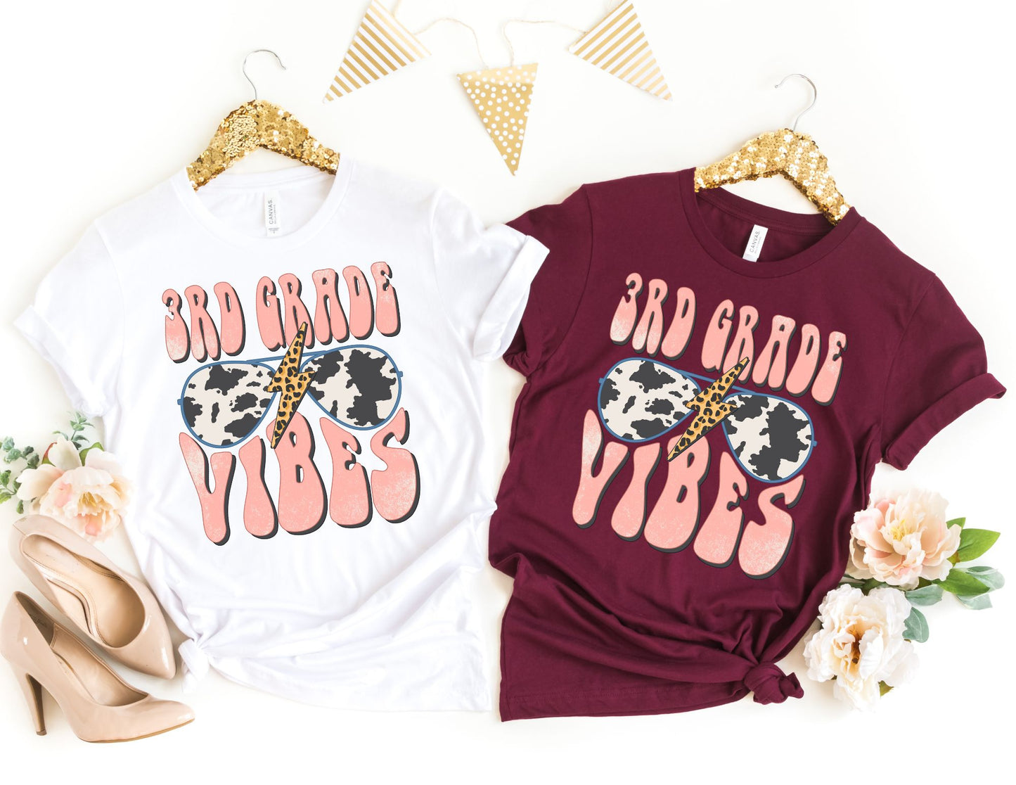 3rd Grade Vibes Cow Print Shirt - Third Grade Teacher Shirt