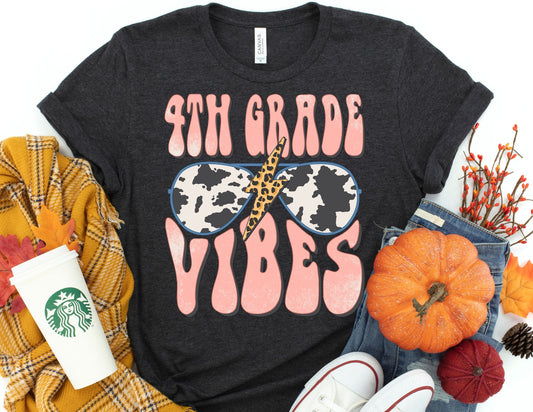 4th Grade Vibes Cow Print Shirt - Fourth Grade Teacher Shirt