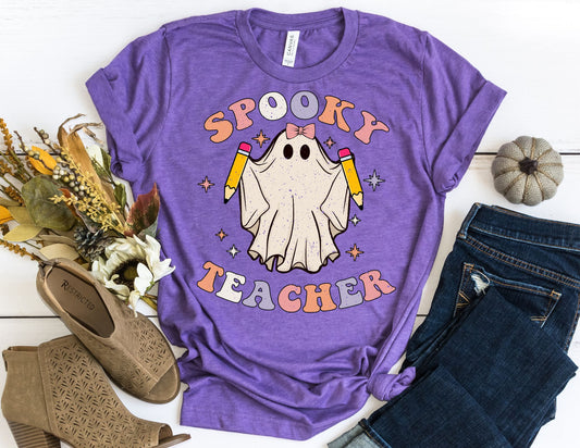 Spooky Teacher Ghost Pencil Shirt - Halloween Teacher Shirt