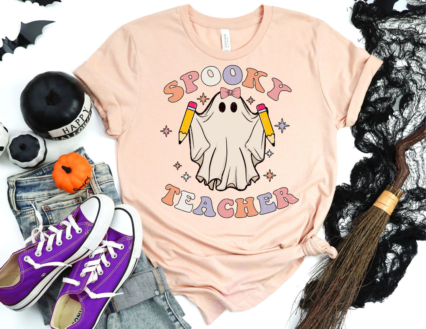 Spooky Teacher Ghost Pencil Shirt - Halloween Teacher Shirt