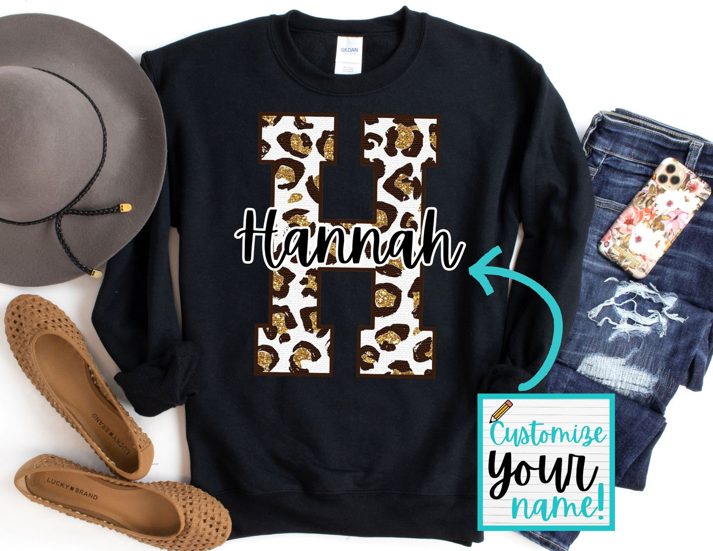 Custom Leopard Name Sweatshirt - Fall Custom Sweatshirt