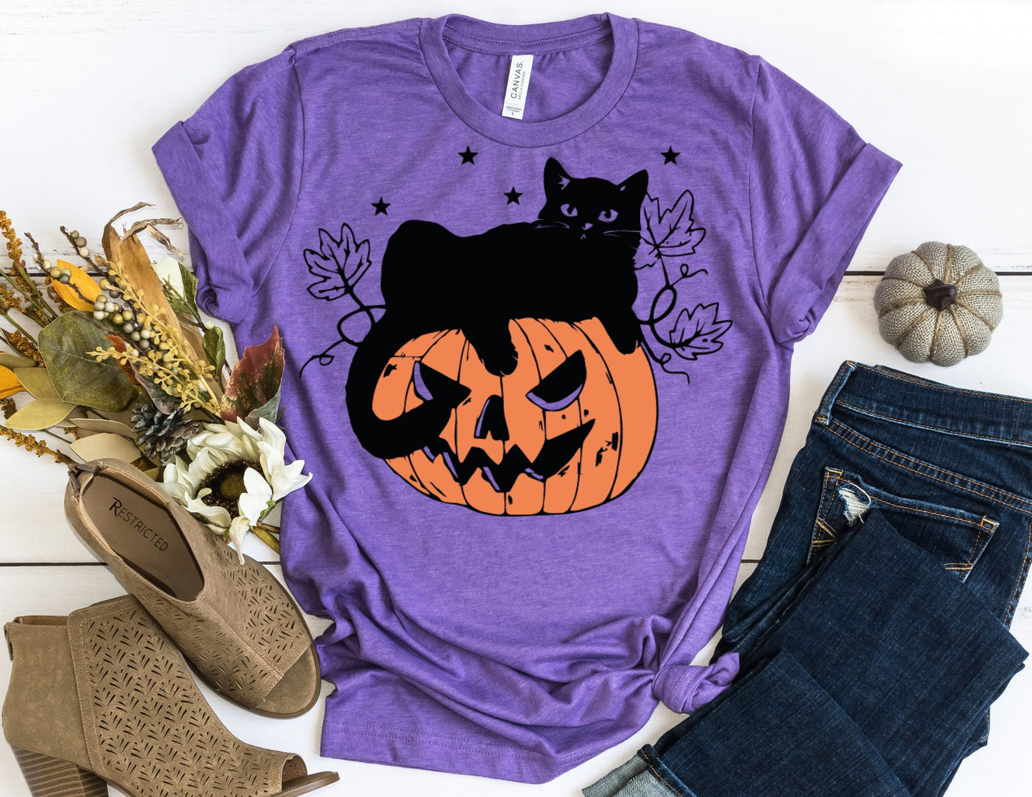 Black Cat Pumpkin Shirt - Halloween Shirt