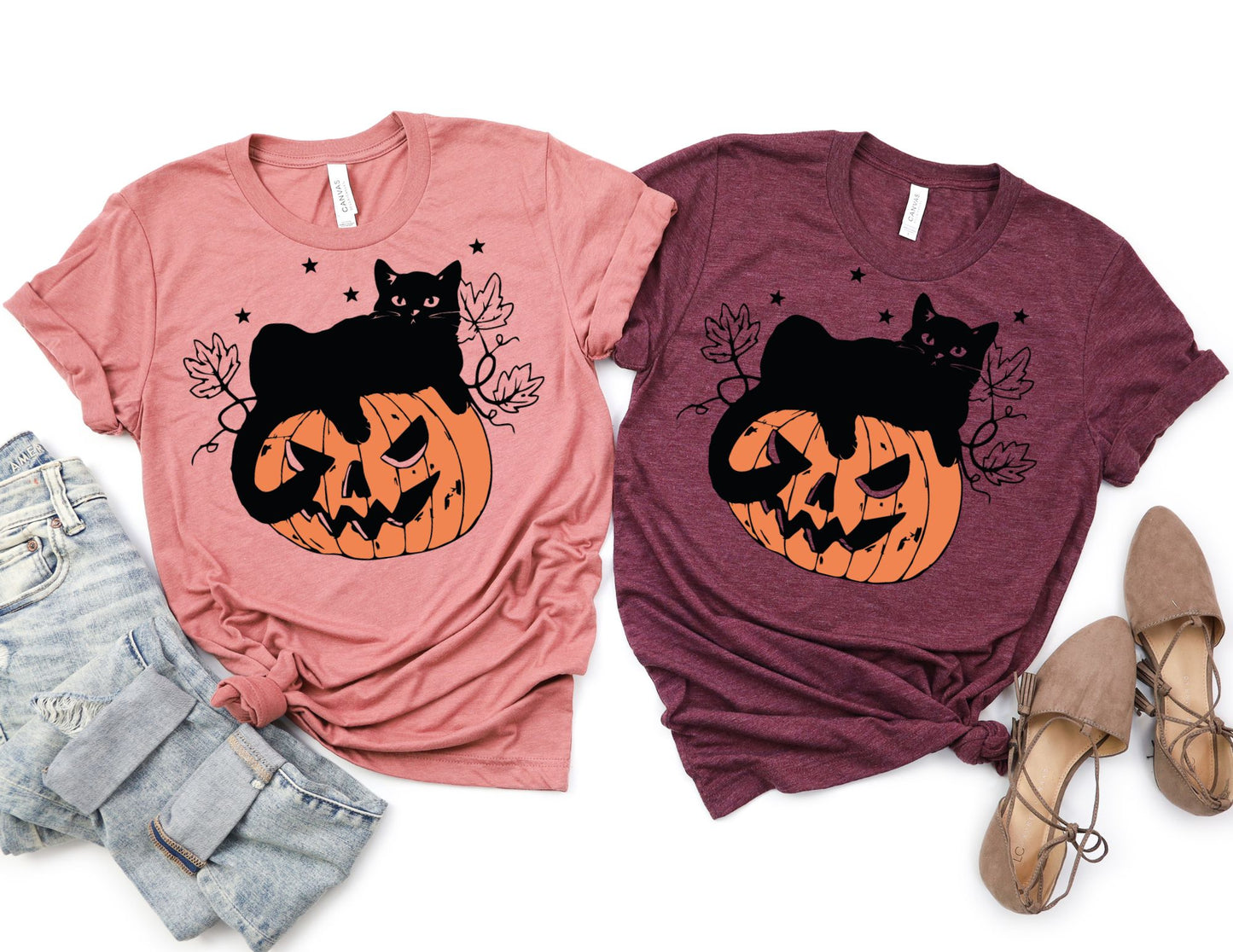 Black Cat Pumpkin Shirt - Halloween Shirt