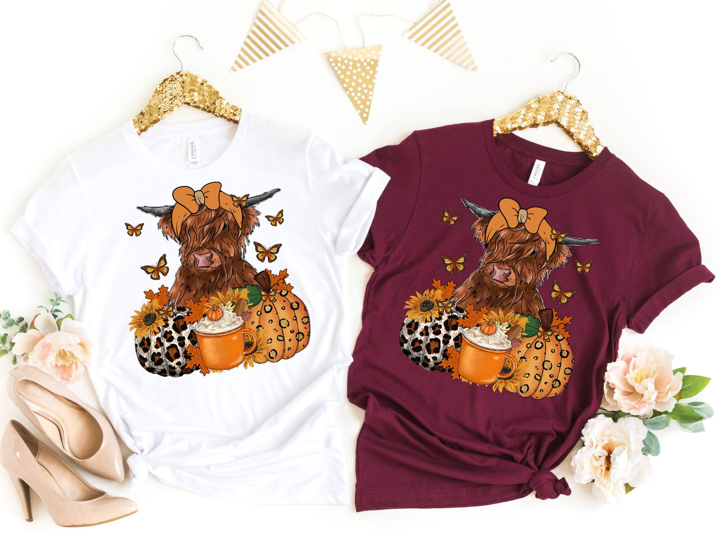 Fall Pumpkin Highland Cow Shirt - Fall Shirt