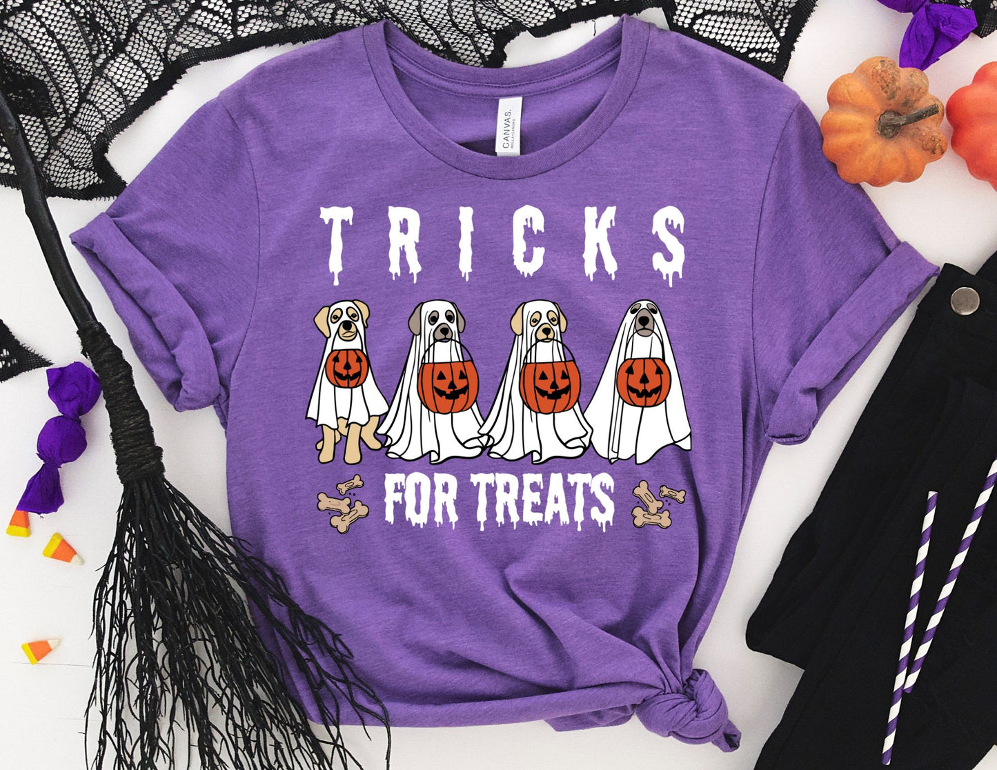 Tricks For Treats Dog Ghost Shirt - Halloween Shirt