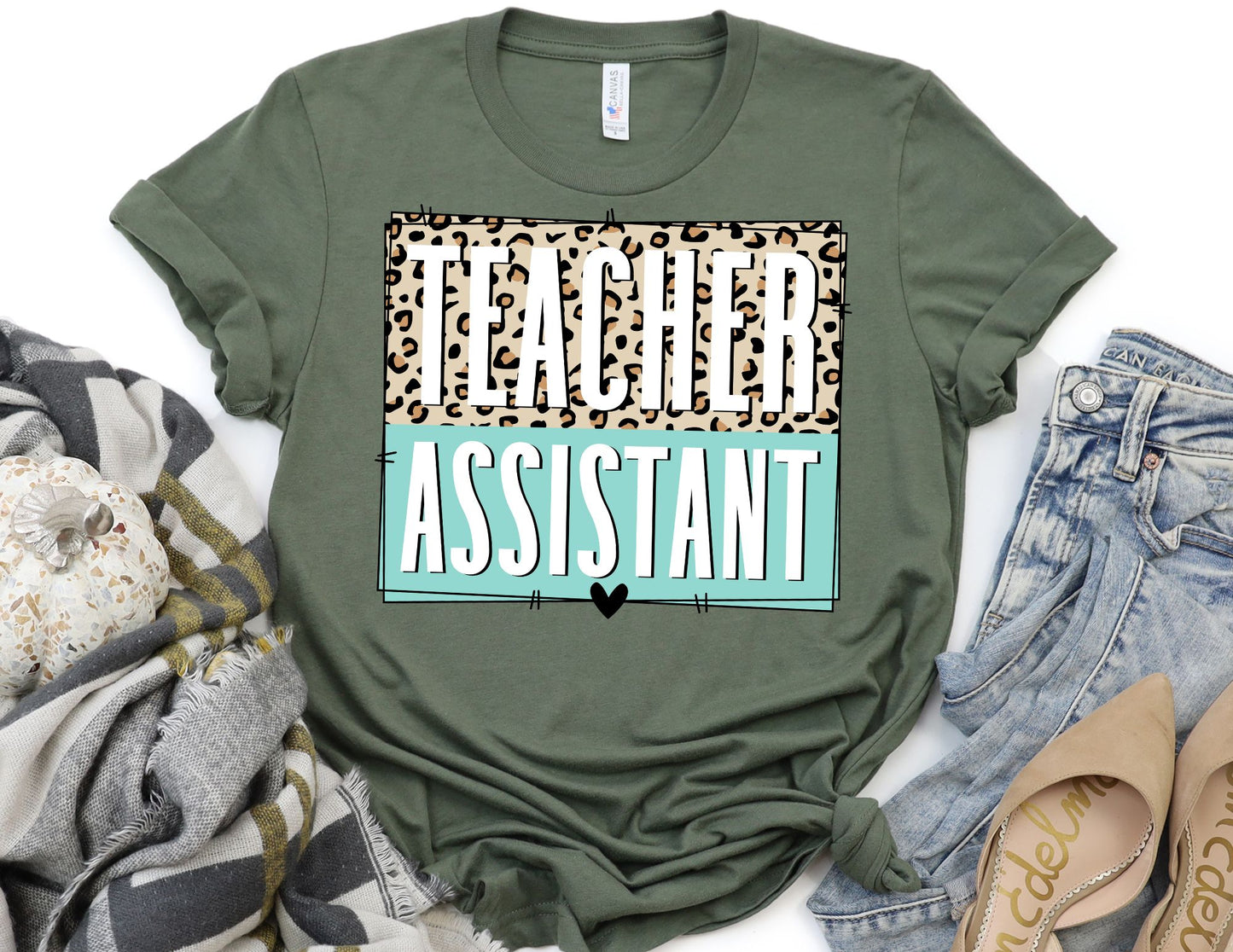 Teacher Assistant Leopard Design 2 Shirt - Assistant Teacher Shirt