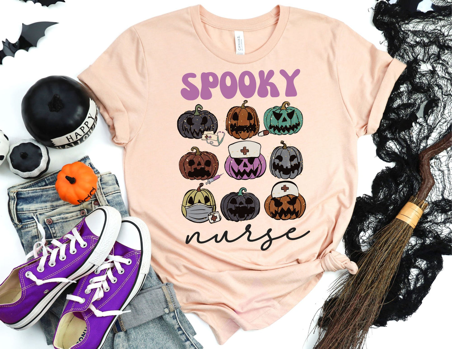 Spooky Nurse Pumpkin Shirt - Halloween Nurse Shirt