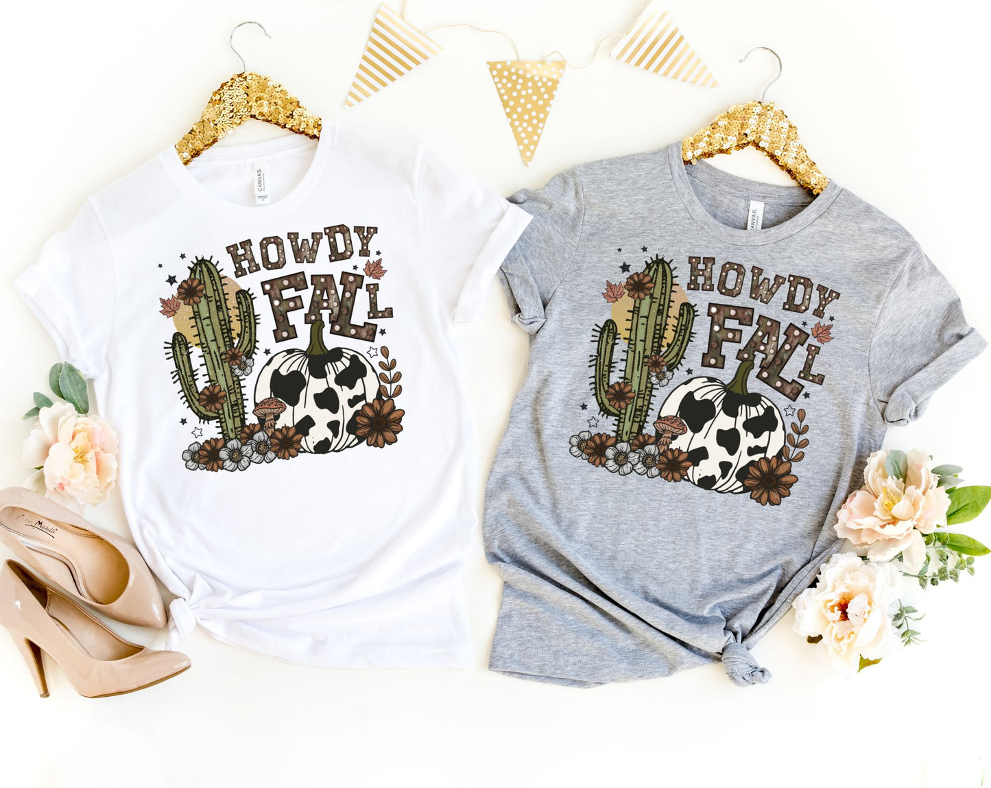 Howdy Fall Cow Print Pumpkin Shirt - Fall Shirt