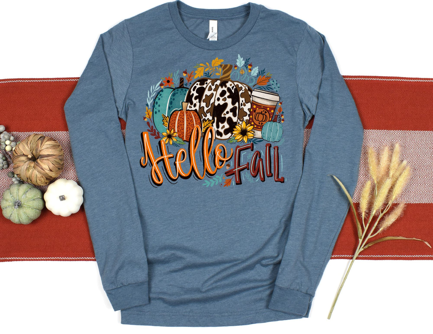 Hello Fall Long Sleeve Shirt - Long Sleeve Fall Shirt