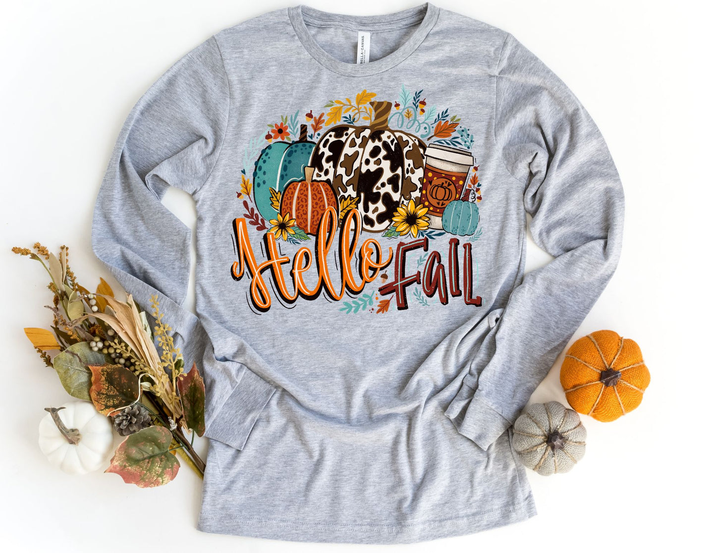 Hello Fall Long Sleeve Shirt - Long Sleeve Fall Shirt