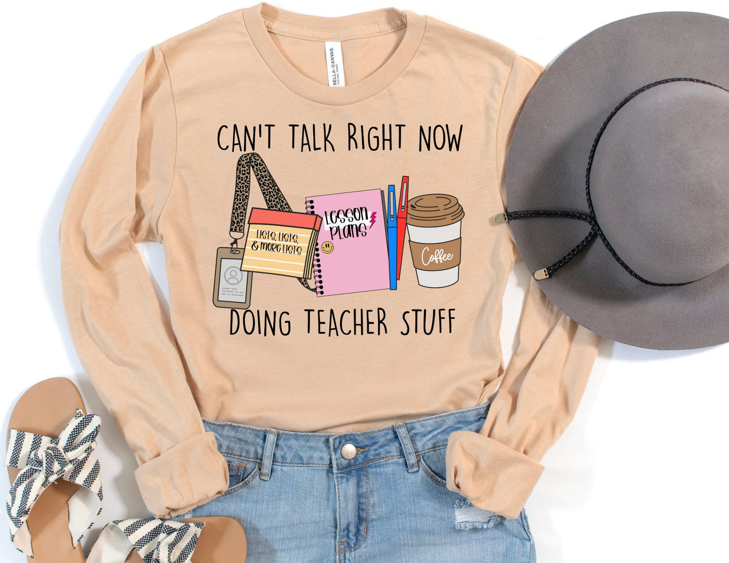 Can't Talk Right Now Doing Teacher Stuff Long Sleeve Shirt - Long Sleeve Teacher Shirt