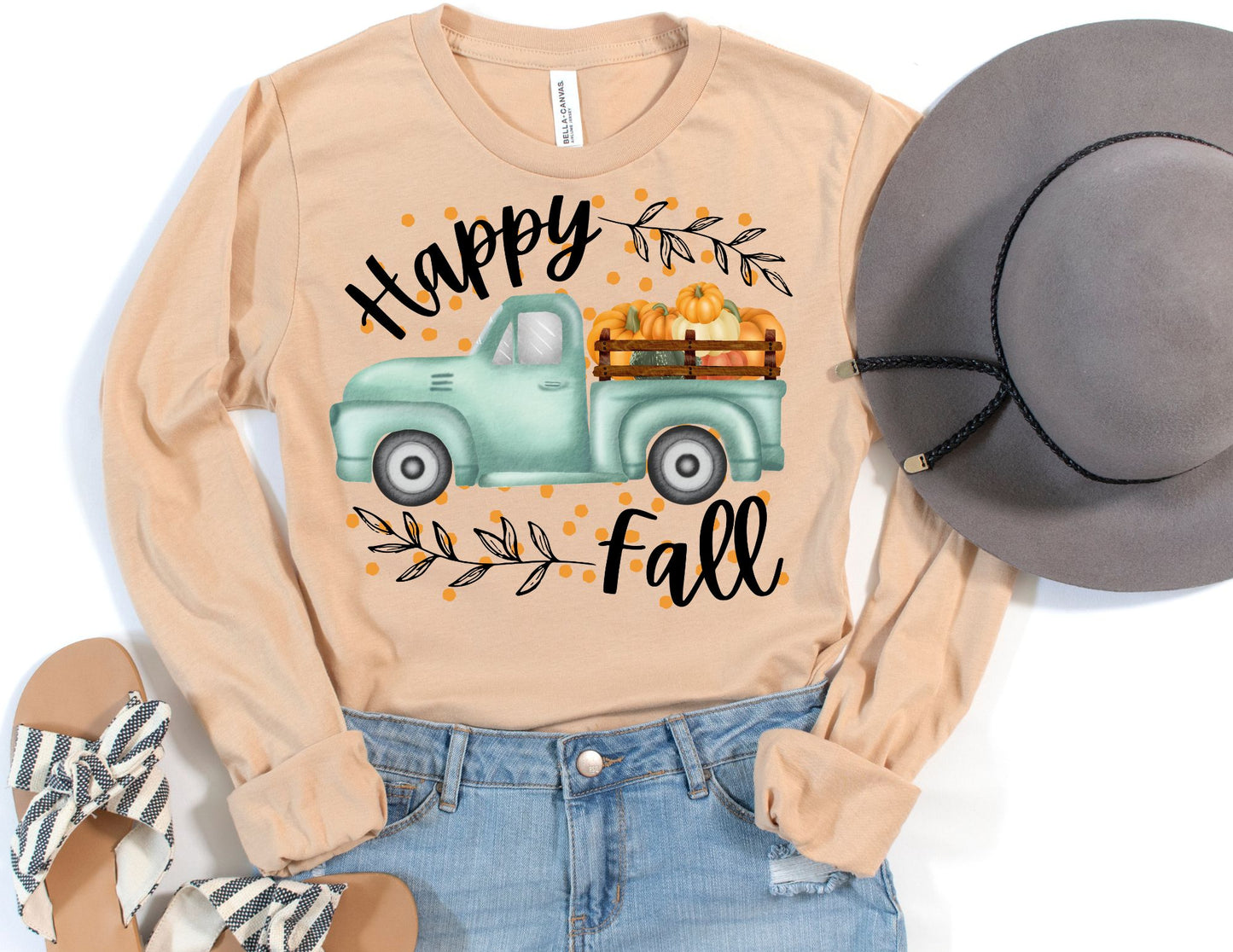 Happy Fall Truck Long Sleeve Shirt - Long Sleeve Fall Shirt