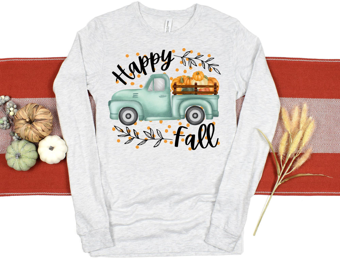 Happy Fall Truck Long Sleeve Shirt - Long Sleeve Fall Shirt