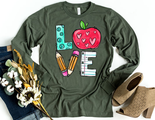 Teacher Love Long Sleeve Shirt - Long Sleeve Teacher Shirt