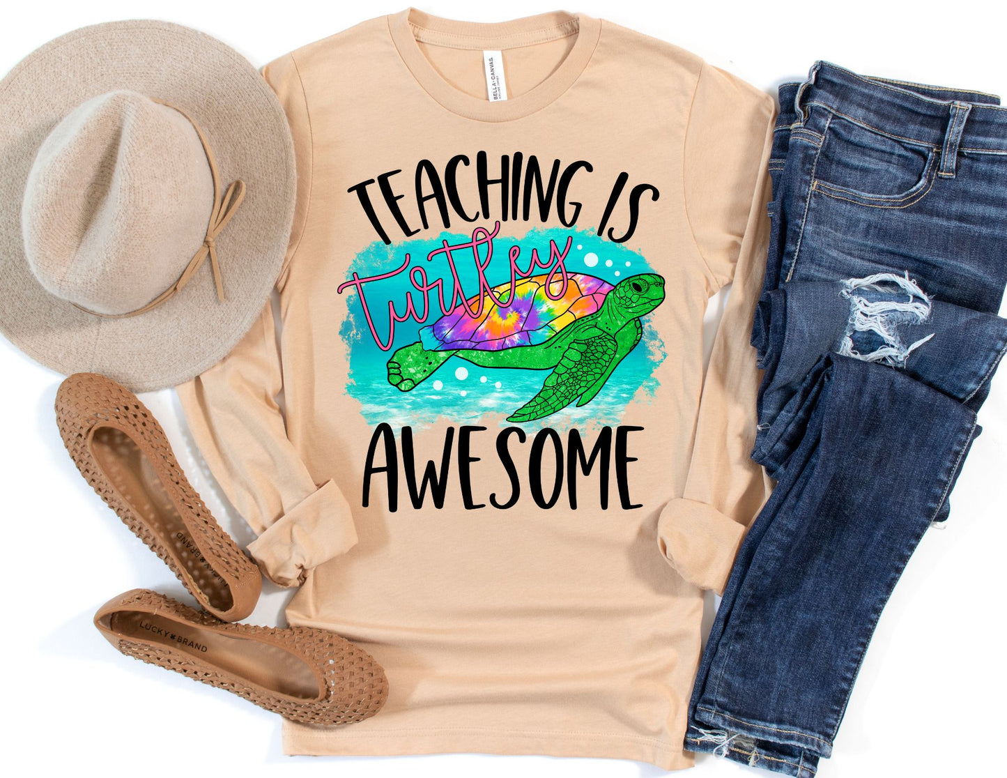 Teaching is Turtley Awesome Long Sleeve Shirt - Long Sleeve Teacher Shirt