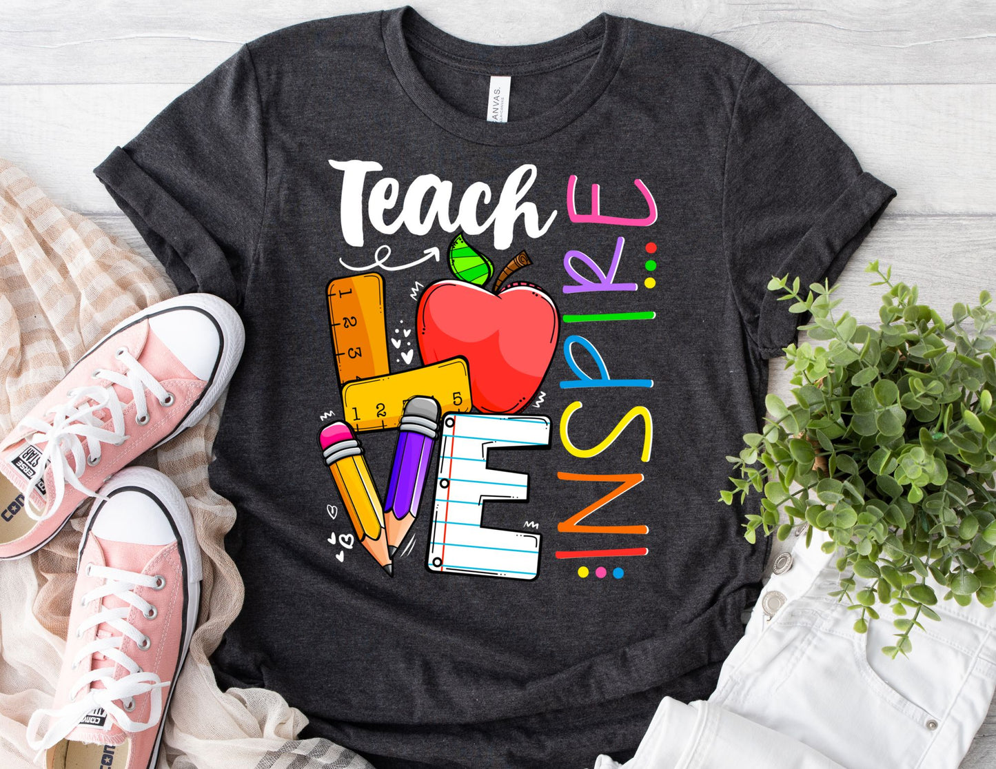 Teach Love Inspire Colorful Shirt - Teacher Shirt