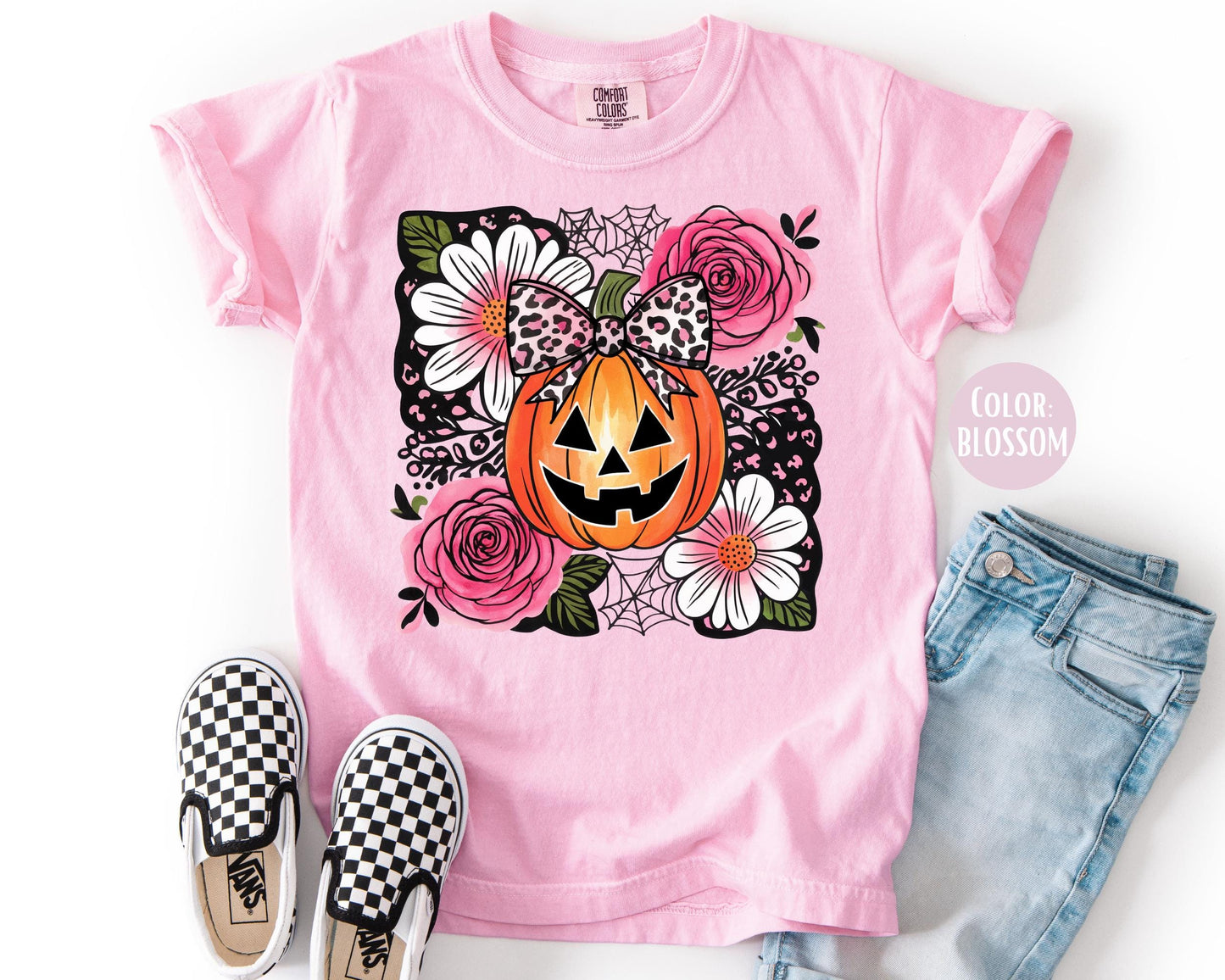 Comfort Colors Girls Pumpkin Shirt: Preppy Fall Halloween Tee