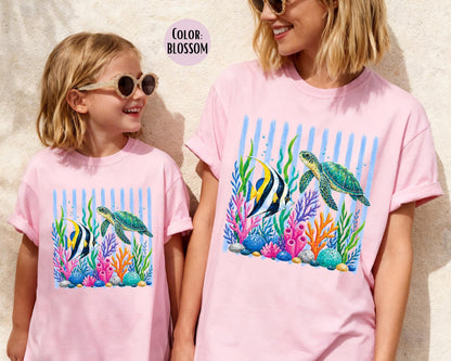 Comfort Colors® Trendy Sea Life Shirt, Girls Ocean Shirts, Summer Tees