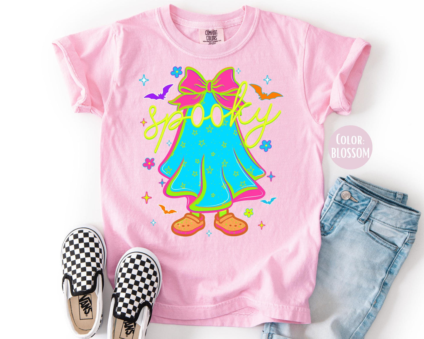 Comfort Colors Neon Ghost Halloween Shirt: Mommy and Me Matching Tees