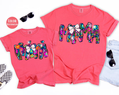Comfort Colors® Summer Floral Mama and Mini Shirt, Matching Mommy and Me Shirts