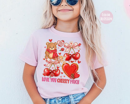 Comfort Colors Love You Cherry Much Shirt, Girls Valentines Day Shirt