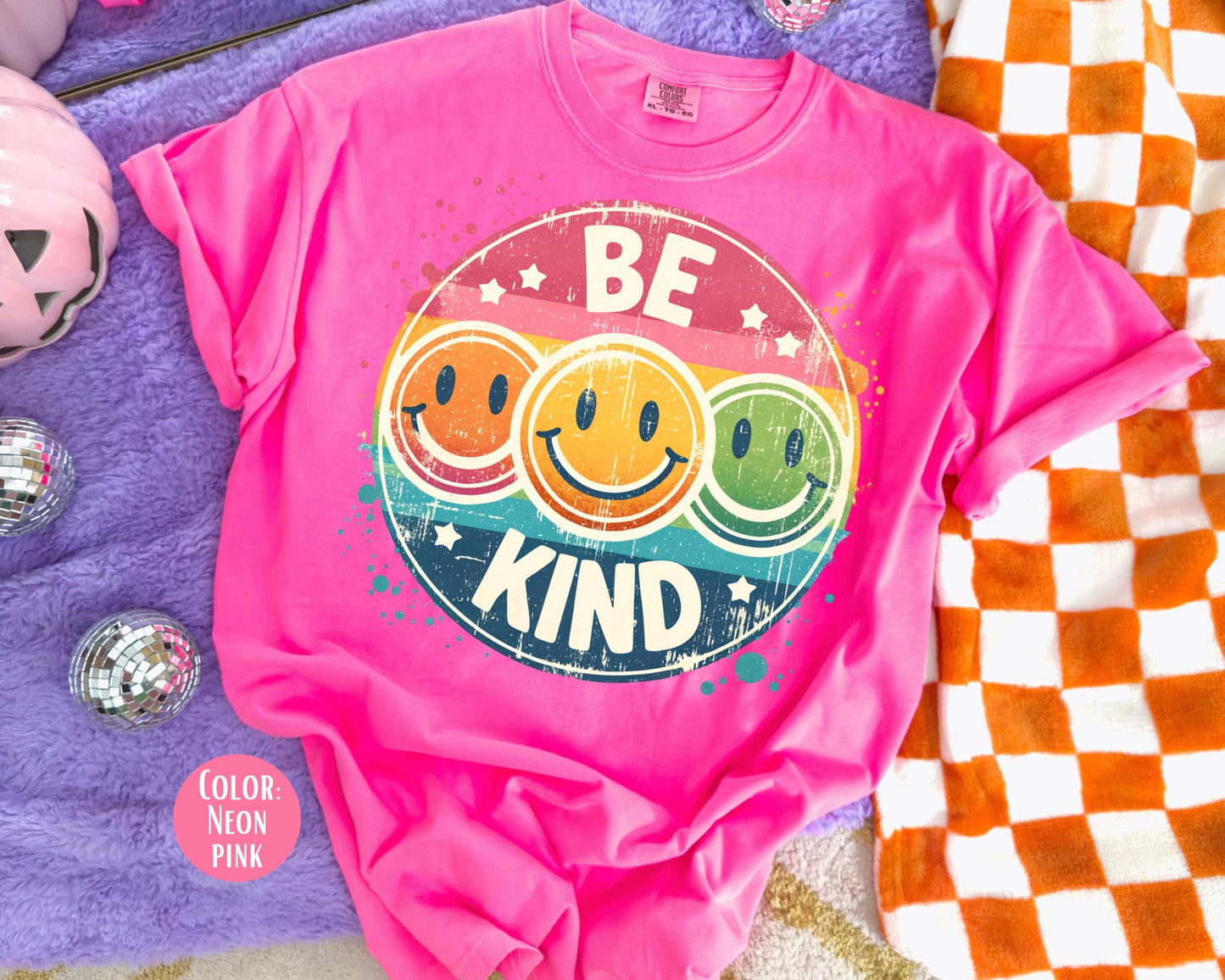 Comfort Colors Girls Be Kind Smiley Face Shirt