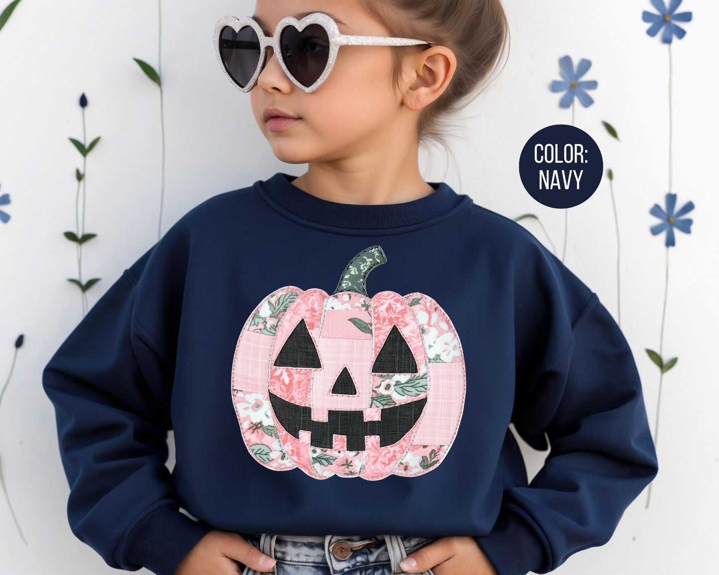 Pink Patchwork Pumpkin Sweatshirt - Girls Fall Clothing