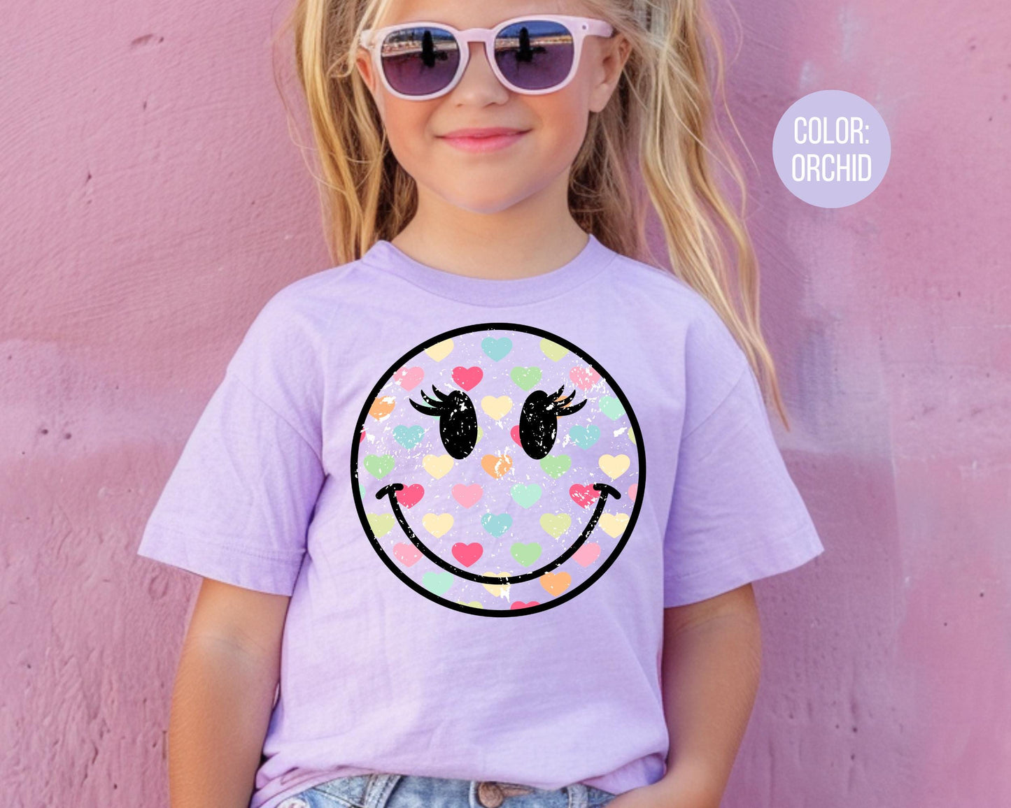 Comfort Colors® Smiley Face Heart Shirt, Mommy and Me Heart Tee, Matching Valentine Shirts, Mom and Daughter Shirts, Retro Heart Shirt