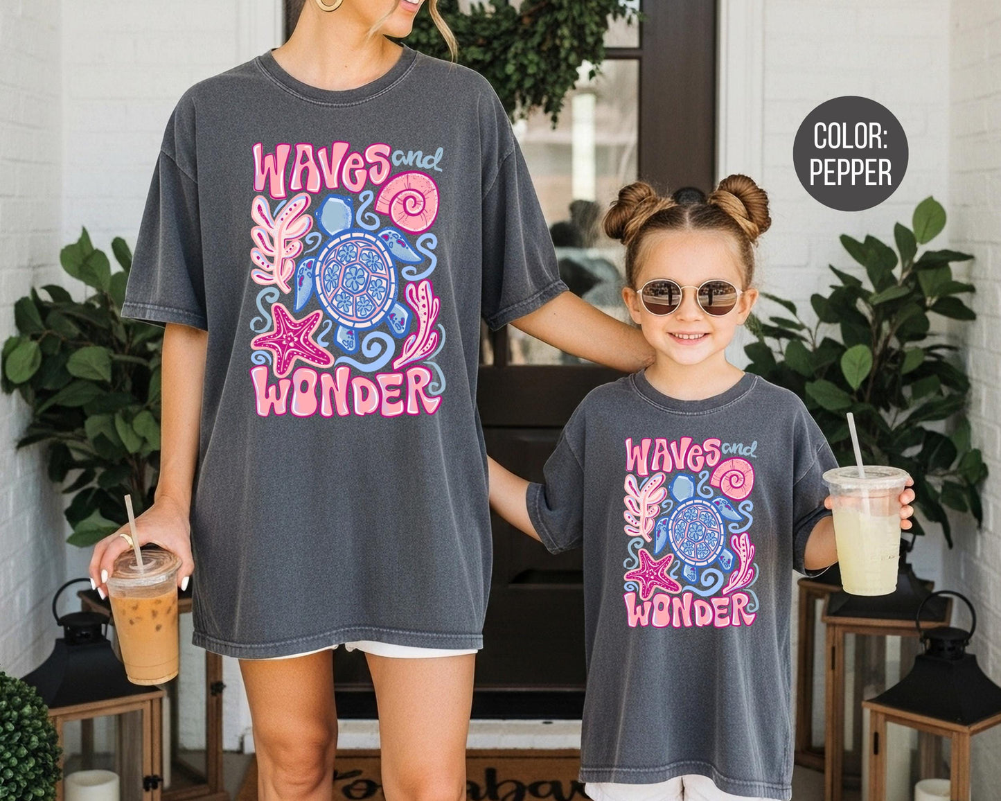Comfort Colors® Preppy Waves and Wonder Shirt, Mama and Mini Summer Shirts