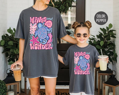 Comfort Colors® Preppy Waves and Wonder Shirt, Mama and Mini Summer Shirts