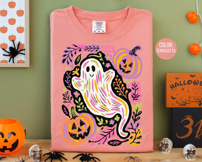 Comfort Colors Preppy Ghost Shirt: Pastel Halloween Tee