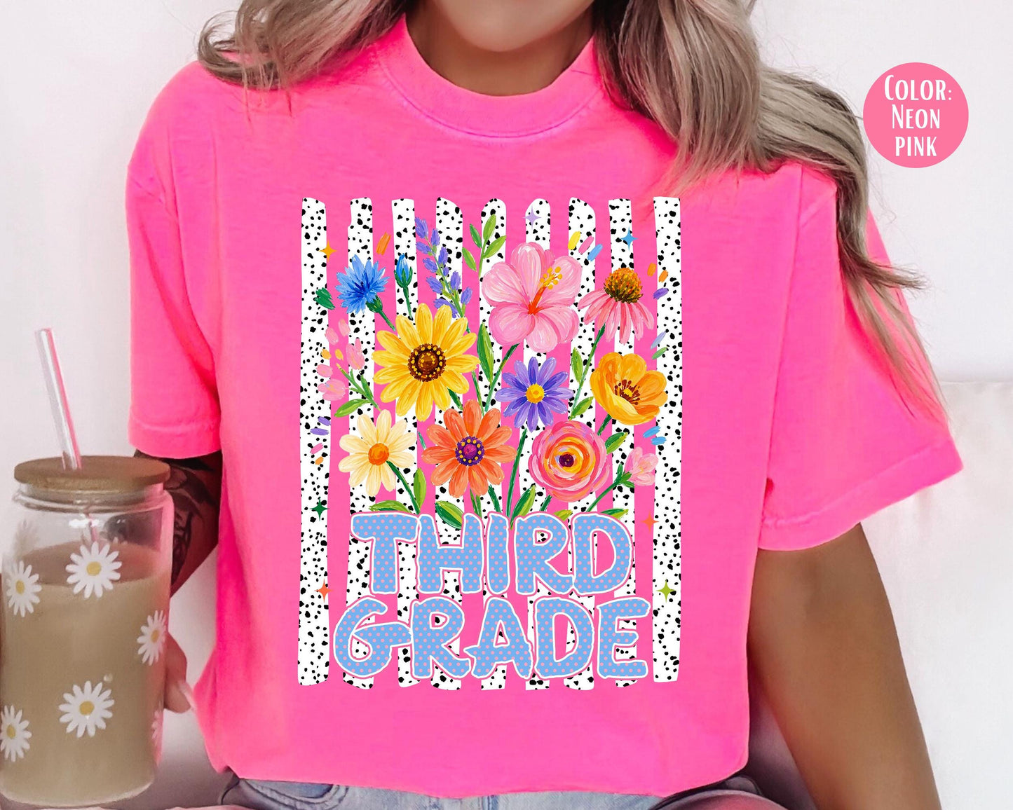 Comfort Colors® Floral Third Grade Shirt, 3rd Grade Teacher Shirts