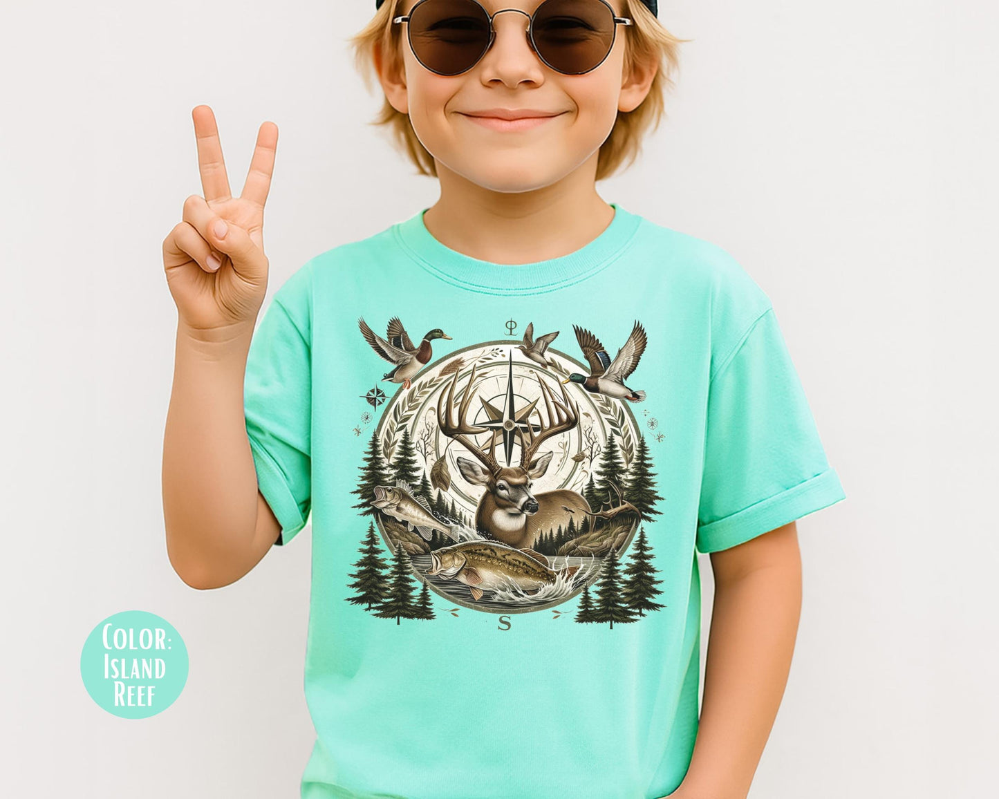 Comfort Colors® Boys Wildlife Compass Shirt, Kids Hunting Shirts