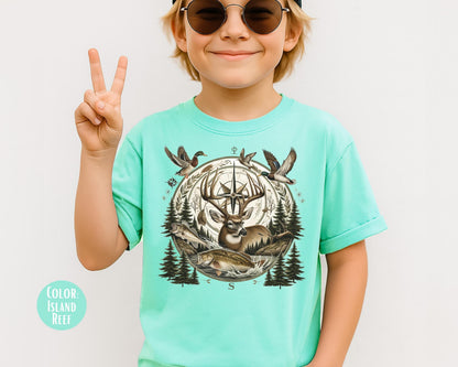 Comfort Colors® Boys Wildlife Compass Shirt, Kids Hunting Shirts