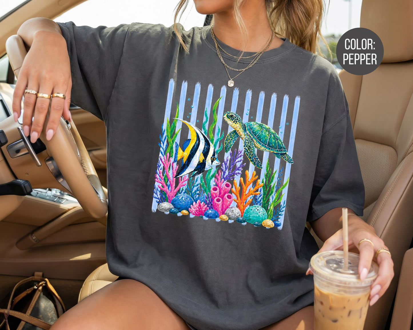 Comfort Colors® Trendy Sea Life Shirt, Girls Ocean Shirts, Summer Tees