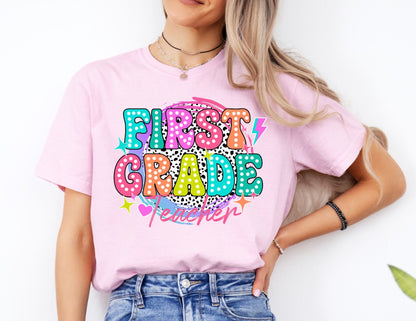 Comfort Colors First Grade Teacher Shirt: Retro Back to School Tee