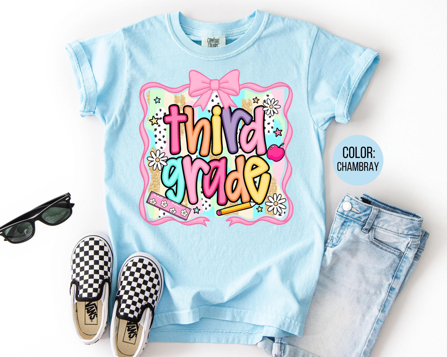 Comfort Colors 3rd Grade Shirt: Preppy Coquette Back to School Tee