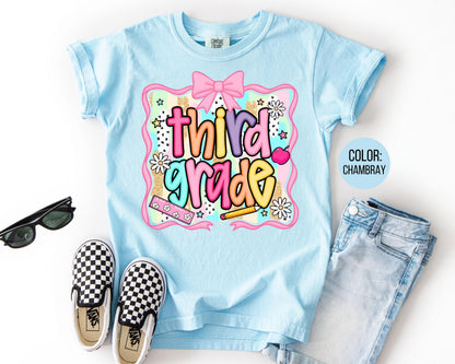 Comfort Colors 3rd Grade Shirt: Preppy Coquette Back to School Tee