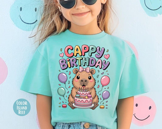 Comfort Colors Cappy Birthday Shirt, Girls Birthday Shirts, Capybara Tee