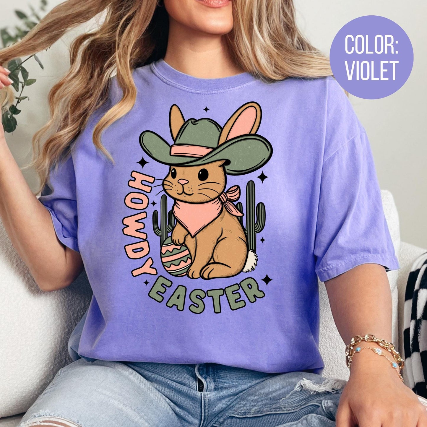 Comfort Colors Howdy Easter Shirt: Western Bunny T-Shirt