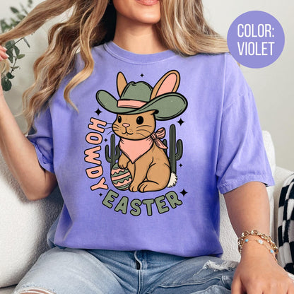 Comfort Colors Howdy Easter Shirt: Western Bunny T-Shirt