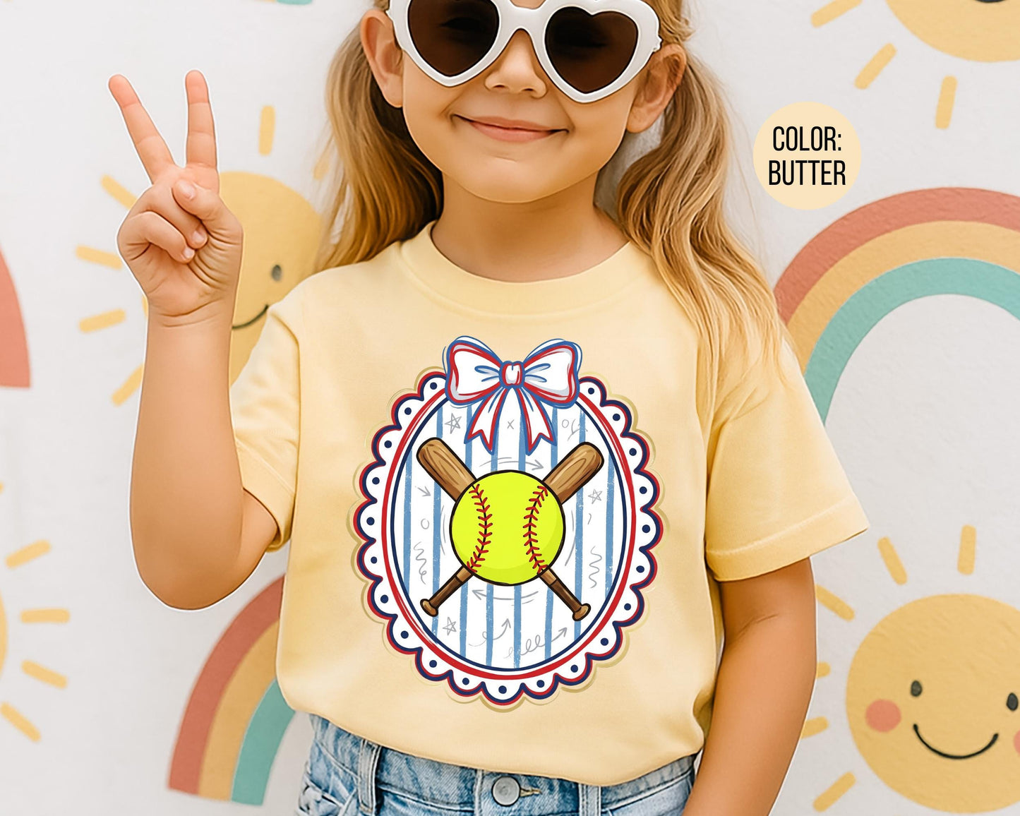 Comfort Colors Girls Coquette Softball Shirt, Softball Shirts