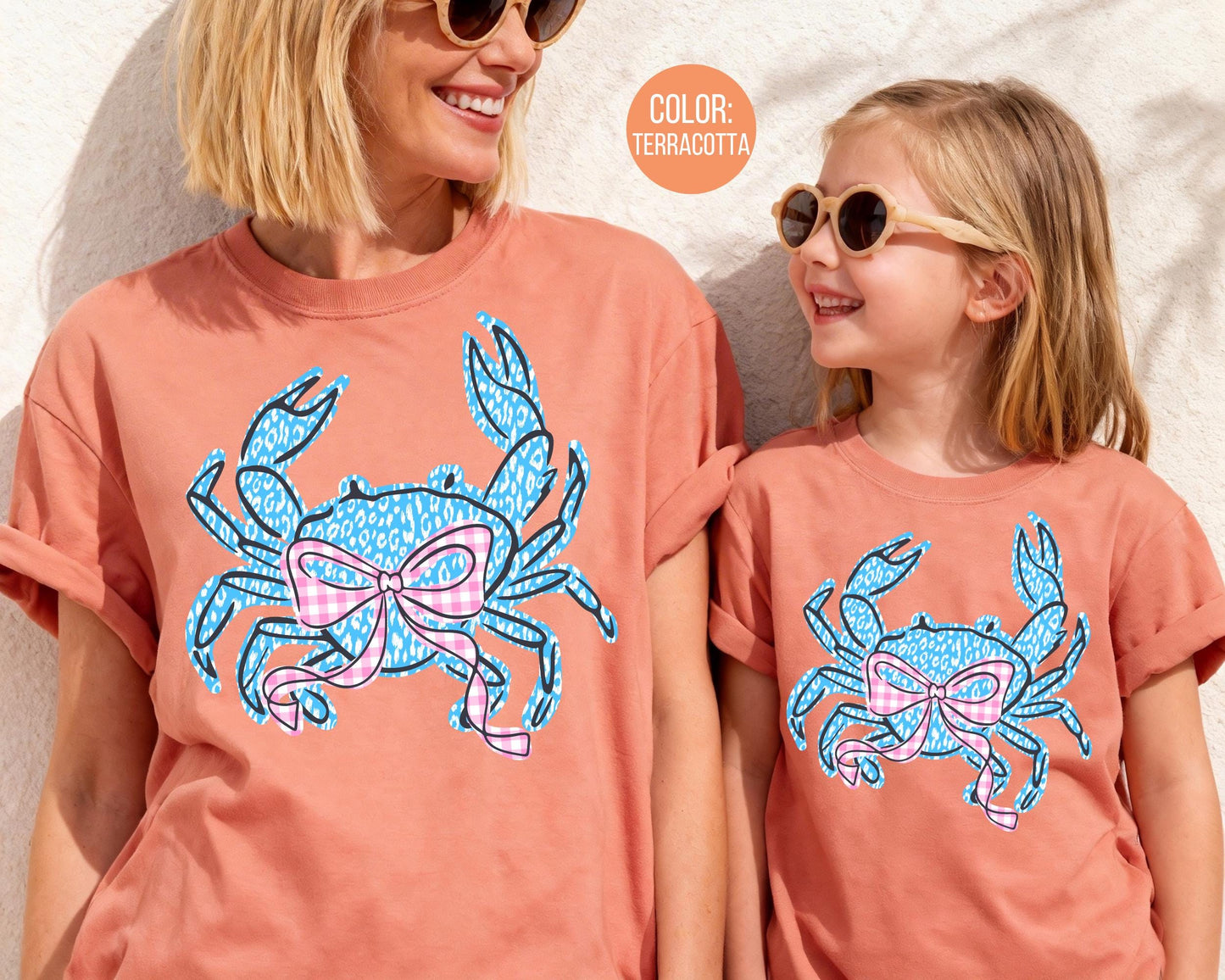 Comfort Colors® Preppy Blue Leopard Crab Shirt, Girls Coquette Crab Shirts