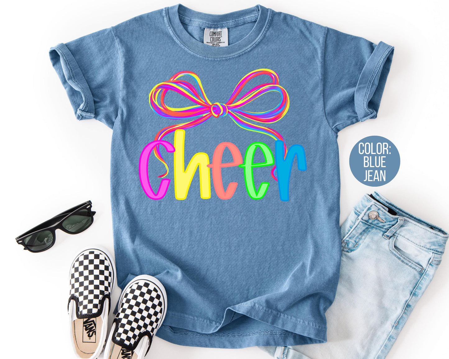 Comfort Colors Coquette Cheer Shirt: Preppy Cheerleader Gift