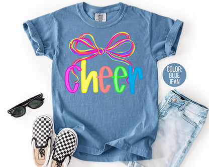 Comfort Colors Coquette Cheer Shirt: Preppy Cheerleader Gift